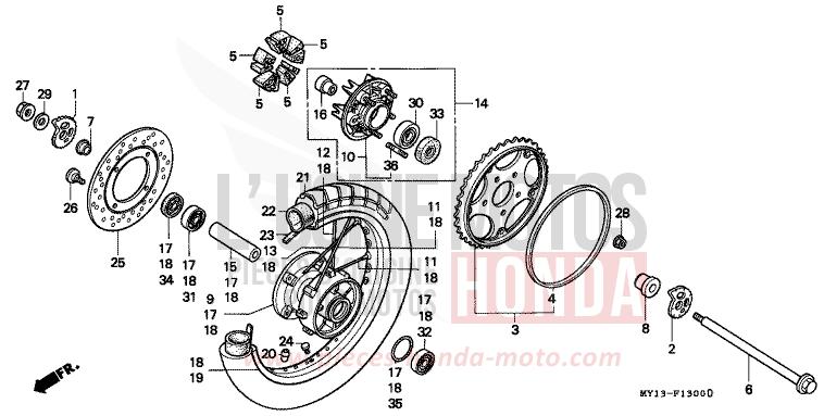 ROUE ARRIERE de Africa Twin 750 SAHARA BULE METALLIC (PB273) de 1997